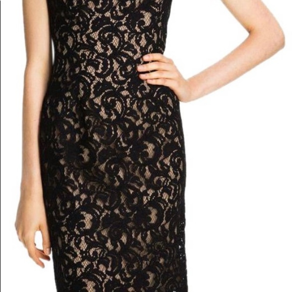 Adrianna Papell Black and Nude Cocktail Dress